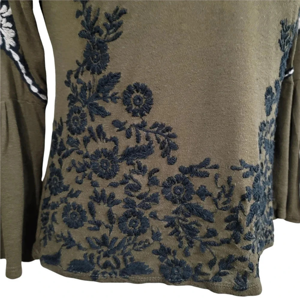 Lucky Brand Boho Embroidered V neck pullover size small - Picture 5 of 7